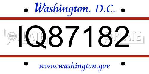 IQ87182 District Of Columbia License Plate