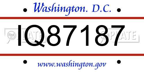 IQ87187 District Of Columbia License Plate