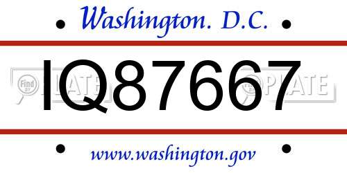 IQ87667 District Of Columbia License Plate