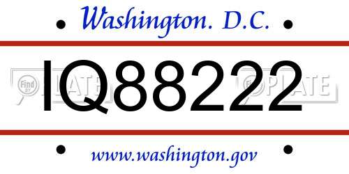 IQ88222 District Of Columbia License Plate