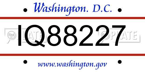 IQ88227 District Of Columbia License Plate