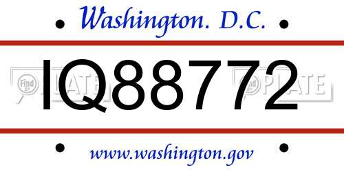 IQ88772 District Of Columbia License Plate