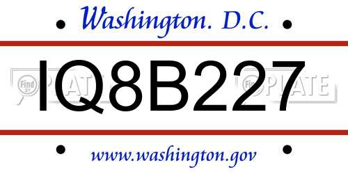 IQ8B227 District Of Columbia License Plate