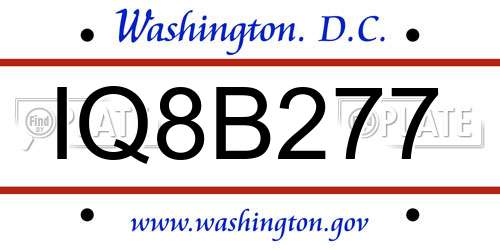 IQ8B277 District Of Columbia License Plate