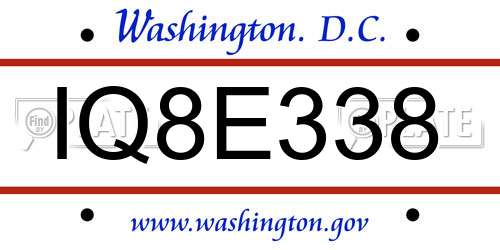 IQ8E338 District Of Columbia License Plate