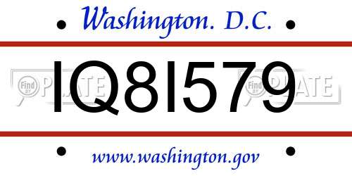 IQ8I579 District Of Columbia License Plate