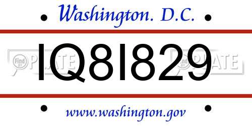 IQ8I829 District Of Columbia License Plate