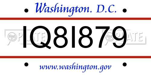 IQ8I879 District Of Columbia License Plate