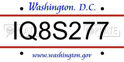 IQ8S277 District Of Columbia License Plate