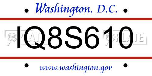 IQ8S610 District Of Columbia License Plate