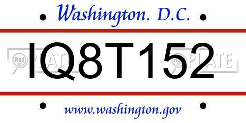 IQ8T152 District Of Columbia License Plate