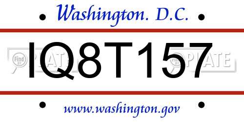 IQ8T157 District Of Columbia License Plate