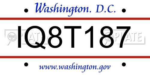 IQ8T187 District Of Columbia License Plate