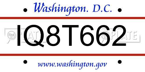 IQ8T662 District Of Columbia License Plate