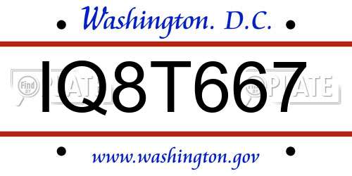 IQ8T667 District Of Columbia License Plate