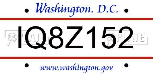 IQ8Z152 District Of Columbia License Plate