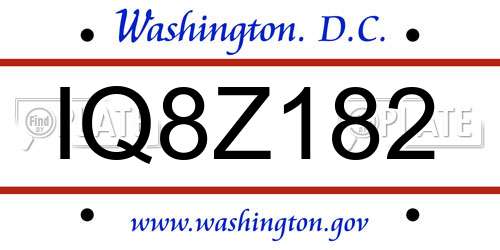 IQ8Z182 District Of Columbia License Plate