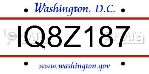 IQ8Z187 District Of Columbia License Plate