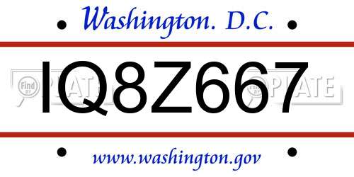 IQ8Z667 District Of Columbia License Plate
