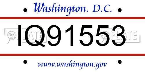 IQ91553 District Of Columbia License Plate