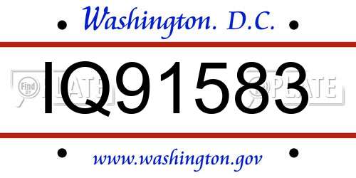 IQ91583 District Of Columbia License Plate