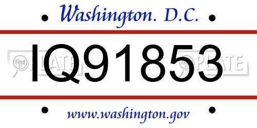 IQ91853 District Of Columbia License Plate