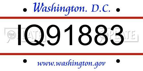 IQ91883 District Of Columbia License Plate