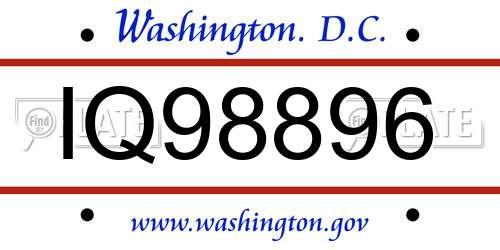 IQ98896 District Of Columbia License Plate