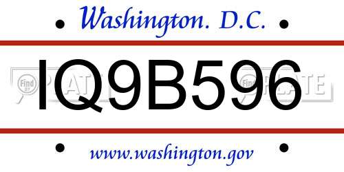 IQ9B596 District Of Columbia License Plate