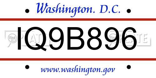 IQ9B896 District Of Columbia License Plate