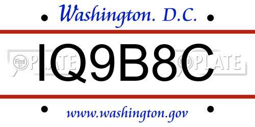IQ9B8C District Of Columbia License Plate