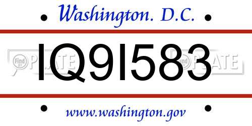 IQ9I583 District Of Columbia License Plate