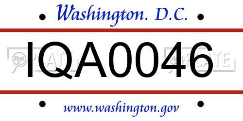 IQA0046 District Of Columbia License Plate