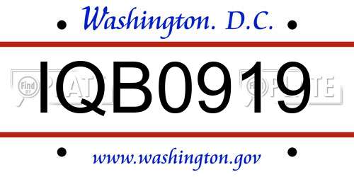 IQB0919 District Of Columbia License Plate