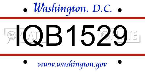 IQB1529 District Of Columbia License Plate