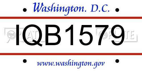 IQB1579 District Of Columbia License Plate