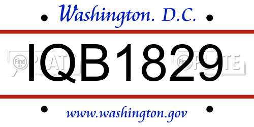 IQB1829 District Of Columbia License Plate