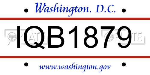 IQB1879 District Of Columbia License Plate
