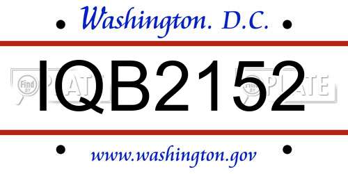 IQB2152 District Of Columbia License Plate