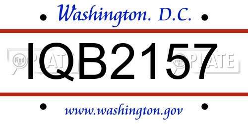 IQB2157 District Of Columbia License Plate