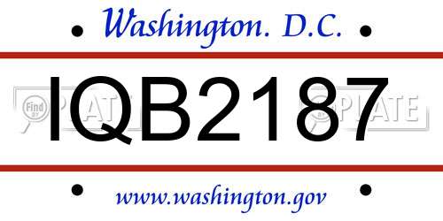 IQB2187 District Of Columbia License Plate