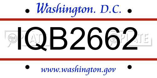 IQB2662 District Of Columbia License Plate