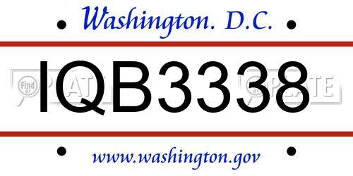 IQB3338 District Of Columbia License Plate