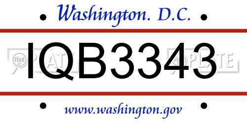 IQB3343 District Of Columbia License Plate