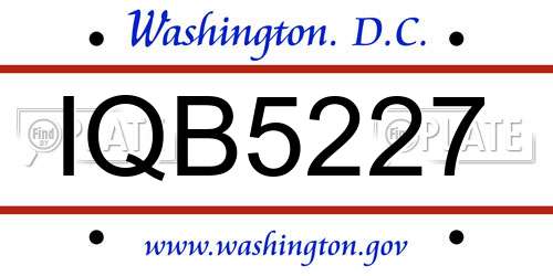 IQB5227 District Of Columbia License Plate