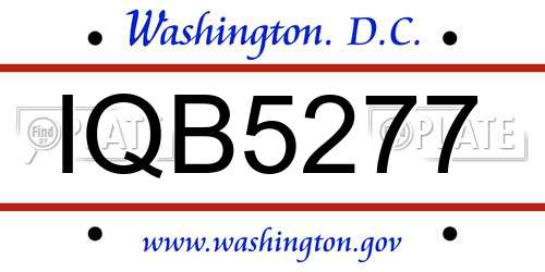 IQB5277 District Of Columbia License Plate