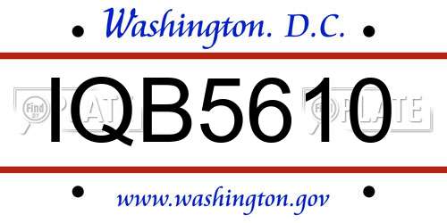 IQB5610 District Of Columbia License Plate