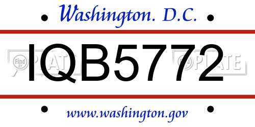 IQB5772 District Of Columbia License Plate