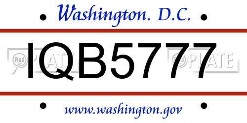 IQB5777 District Of Columbia License Plate