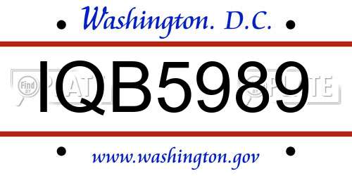 IQB5989 District Of Columbia License Plate